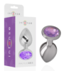 PLUG ANAL METAL ALUMINIO COM CRISTAL ROSA
